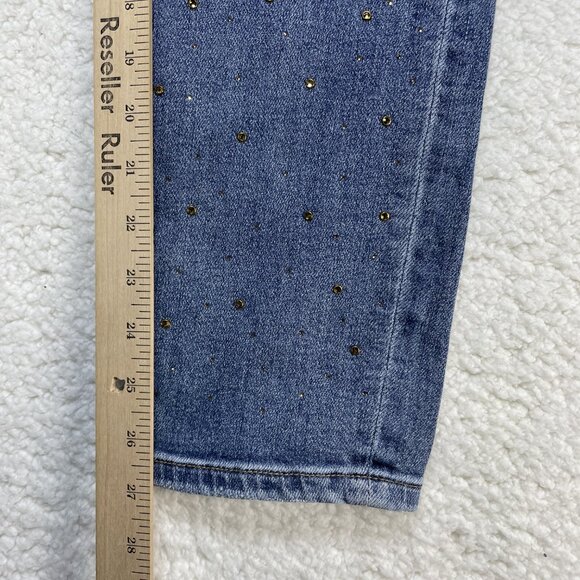 Kut from the Kloth Jeans Womens 0 Blue Reese Ankle Straight Rhinestones 26x27 - Picture 6 of 10